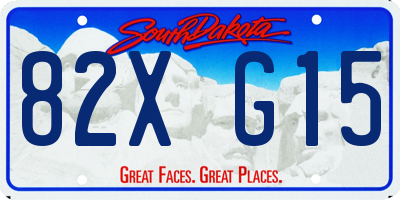 SD license plate 82XG15