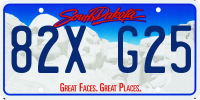 SD license plate 82XG25