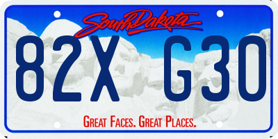 SD license plate 82XG30