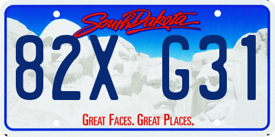 SD license plate 82XG31