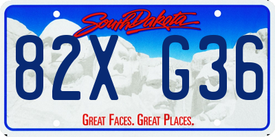 SD license plate 82XG36