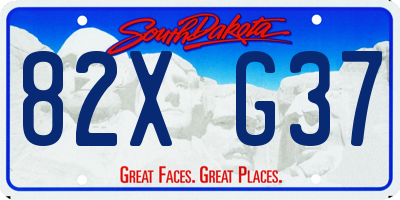 SD license plate 82XG37
