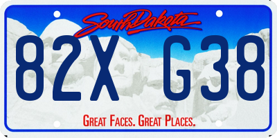 SD license plate 82XG38