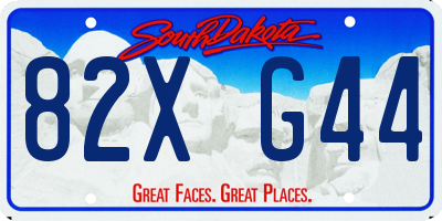 SD license plate 82XG44