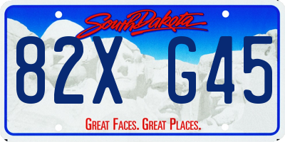 SD license plate 82XG45