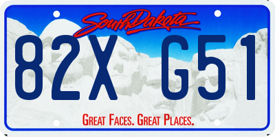 SD license plate 82XG51