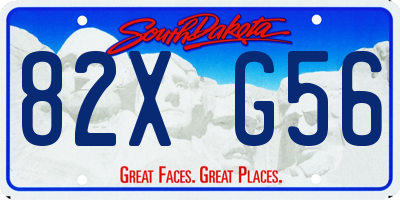 SD license plate 82XG56