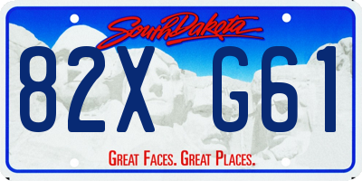 SD license plate 82XG61