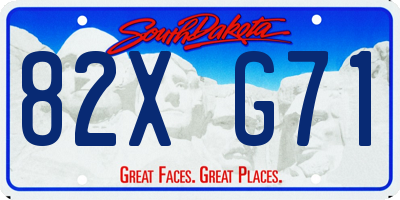 SD license plate 82XG71