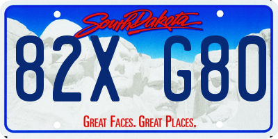 SD license plate 82XG80
