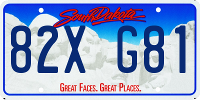 SD license plate 82XG81