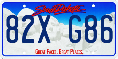 SD license plate 82XG86