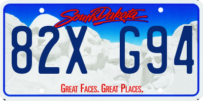 SD license plate 82XG94