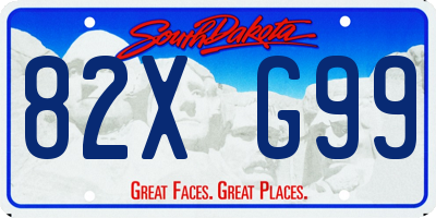 SD license plate 82XG99
