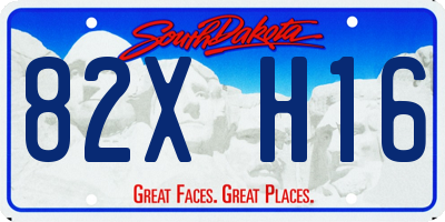 SD license plate 82XH16