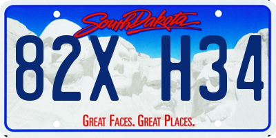 SD license plate 82XH34