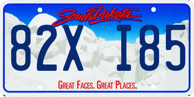 SD license plate 82XI85