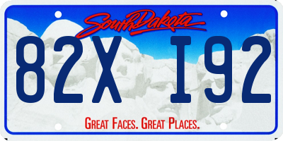 SD license plate 82XI92