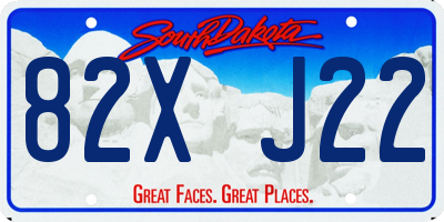 SD license plate 82XJ22