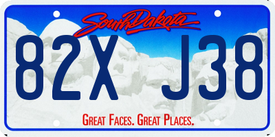 SD license plate 82XJ38