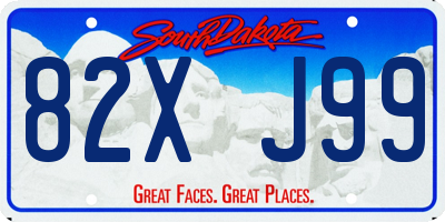 SD license plate 82XJ99