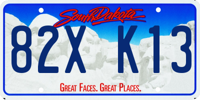 SD license plate 82XK13