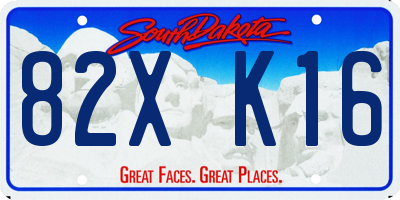 SD license plate 82XK16