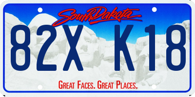 SD license plate 82XK18