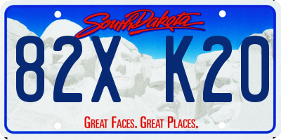 SD license plate 82XK20