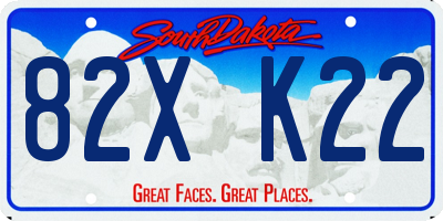 SD license plate 82XK22