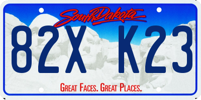 SD license plate 82XK23