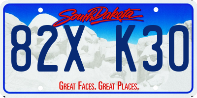 SD license plate 82XK30