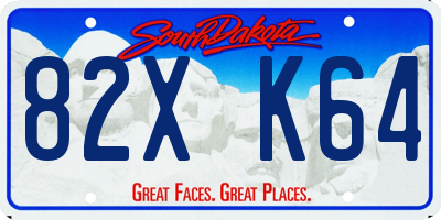 SD license plate 82XK64