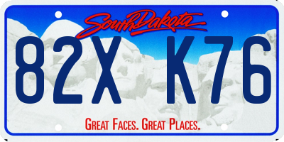 SD license plate 82XK76