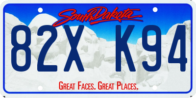 SD license plate 82XK94