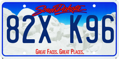 SD license plate 82XK96