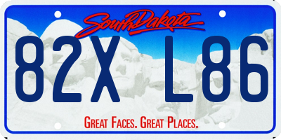 SD license plate 82XL86