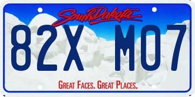 SD license plate 82XM07