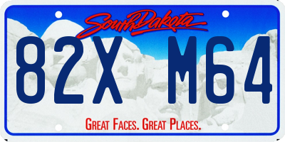 SD license plate 82XM64