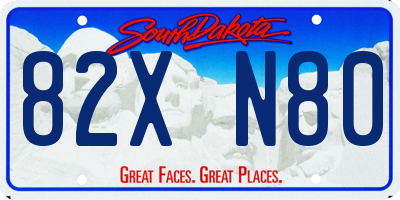 SD license plate 82XN80
