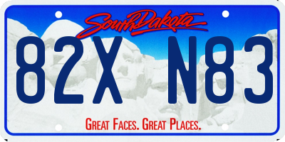 SD license plate 82XN83