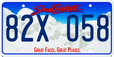 SD license plate 82XO58