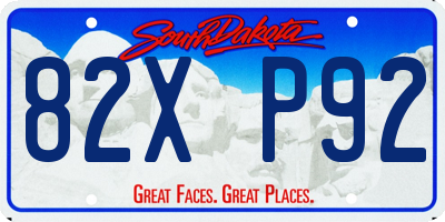 SD license plate 82XP92
