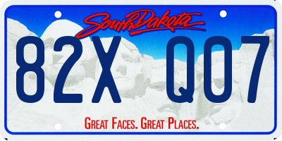 SD license plate 82XQ07