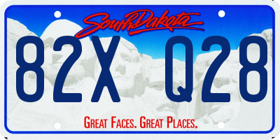 SD license plate 82XQ28