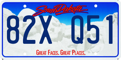 SD license plate 82XQ51