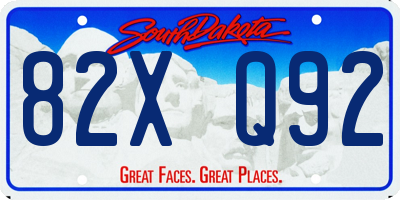 SD license plate 82XQ92