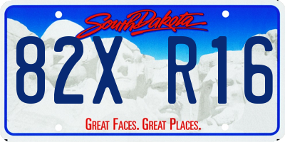 SD license plate 82XR16
