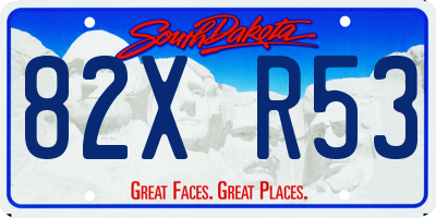 SD license plate 82XR53