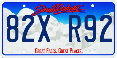 SD license plate 82XR92